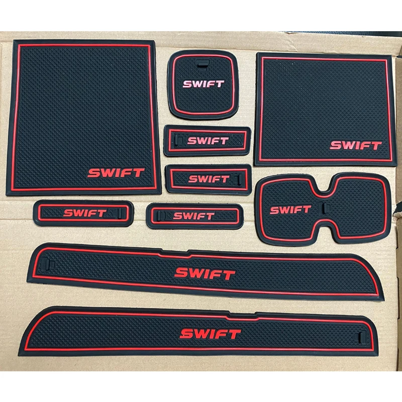 OVERE Car Cup Mat Door Gate Slot Pad Storage Box Mat accessori per Suzuki Swift 2005-2012 2013 2014 accessori