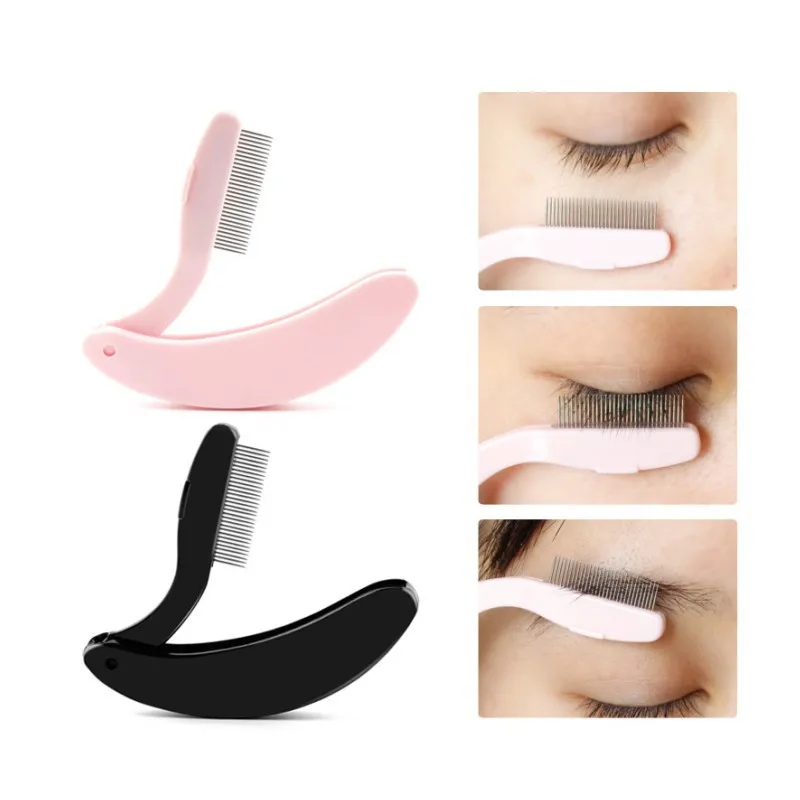 1pc Eyelash Beauty Collapsible Separator Portable Eyelash Brush Comb Mascara Curl Eye Lash Stainless Steel Eyelash Combing Tools 1