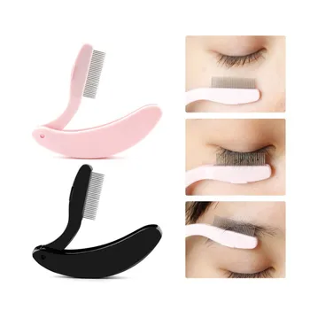 1pc Eyelash Beauty Collapsible Separator Portable Eyelash Brush Comb Mascara Curl Eye Lash Stainless Steel Eyelash Combing Tools 1