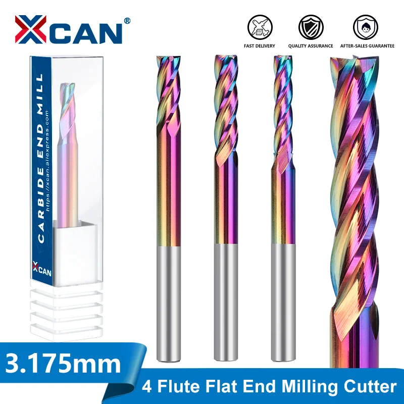 

XCAN Milling Cutter 4 Flute Flat End Mill 1/8" Shank Carbide Router Bit CNC Machine Milling Tool Milling Cutter CNC Tools