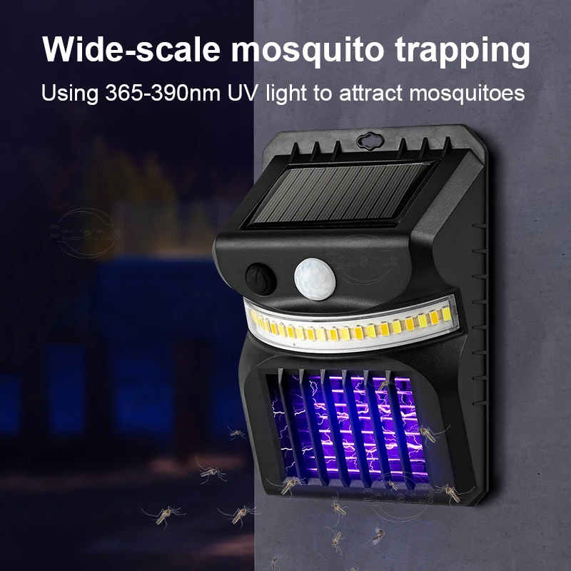 2 IN 1 LED Solar Mosquito Killing Wall Lamp Outdoor Ultraviolet Electric Shock Mosquito Killing Lamp Garden