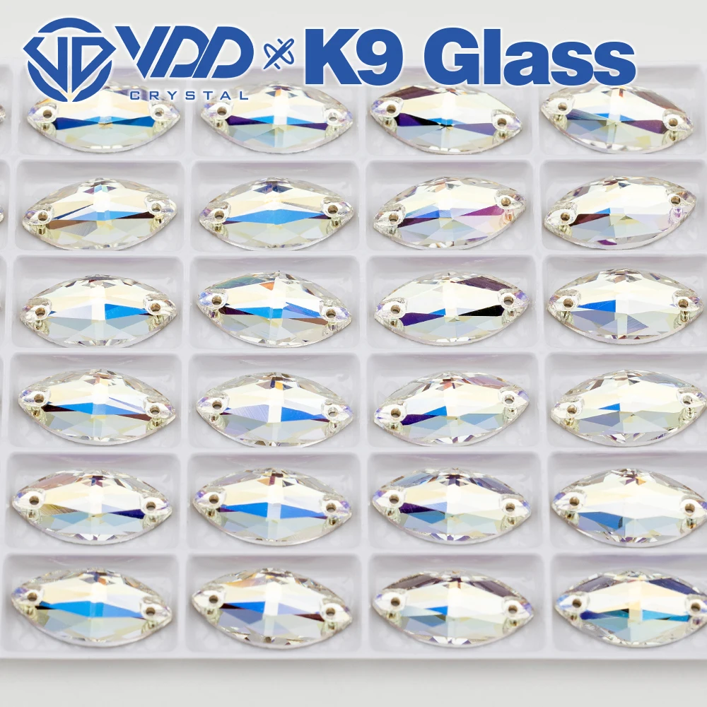 VDD S256 Moonlight Navette Top Qualität K9 Glas Strasssteine zum Aufnähen Kristall Flatback Nähen Strasssteine Kleidungsstück Hochzeitskleid – Detail 5