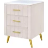 Velvet Nightstand with 3 Drawers,Upholstered Nightstand with Faux Marble Top,End Table with Metal Legs for Bedroom, Living Room 6