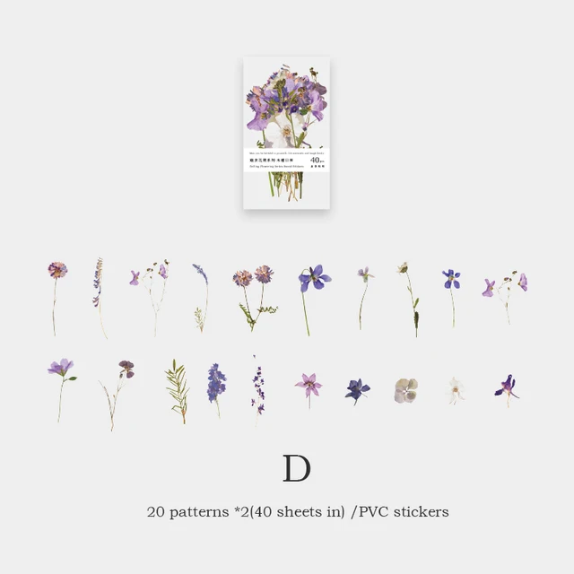 Mr.paper 4 Designs Sells Flowering Series Boxed Stickers Box Stickers Creative Mini Pocket Decoration DIY Material Stickers D