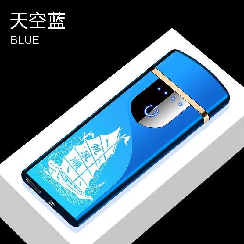 Windproof Metal Electric Lighter With Dual Arc Flameless Plasma USB Rechargeable Lighter LED Power Display Touch Sensor No Gas