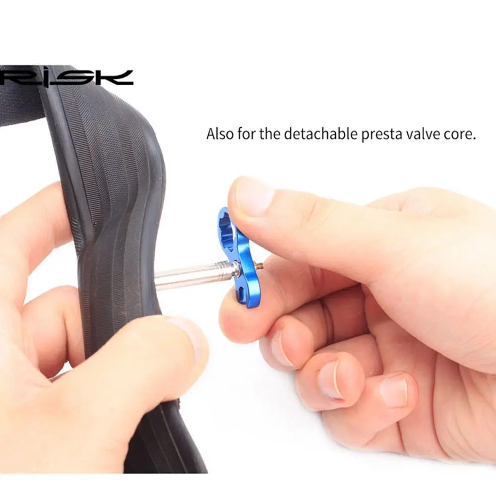 1 Set RISK Mountain Bike Presta Valve Nut with Install Wrench MTB Road Bicycle Tubeless Tire Valve Cap Vacuum Tire Nozzle Lock