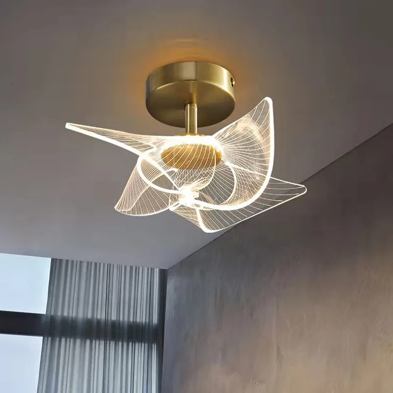 

Modern Minimalist Light Luxury LED Acrylic Wrought Iron Aisle Lamp Home Porch Corridor Balcony Bedroom Study Indoor Ceiling Lamp