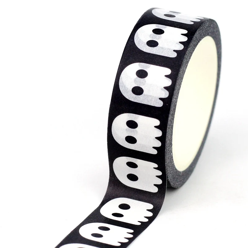 2024 NEW 1PC 10M Decor Halloween Holiday Ghosts Skull BW Washi Tape Set for Scrapbooking Journaling Masking Tape Cute Stationery 3