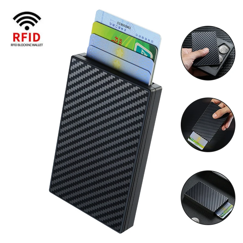 

Металлический тонкий кошелек из углеродного волокна с Rfid-защитой