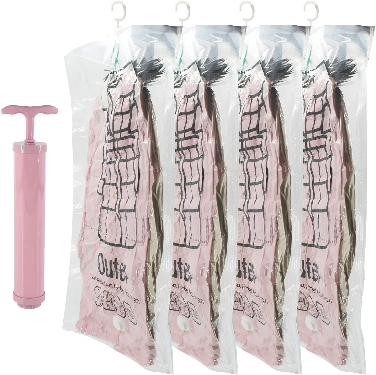 Hanging Vacuum Seal Storage Bag for Suits and Jackets - Closet Organizer Solution