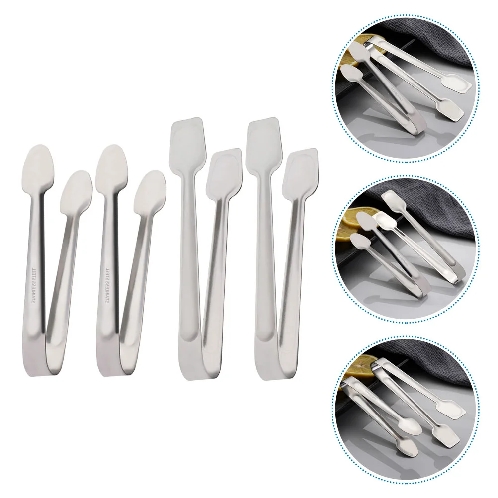 

4 Pcs Kitchen Tongs Metal Steak Clamps Stainless Steel Food Clip Multi-functional Outdoor Barbecue Cooking Buffet