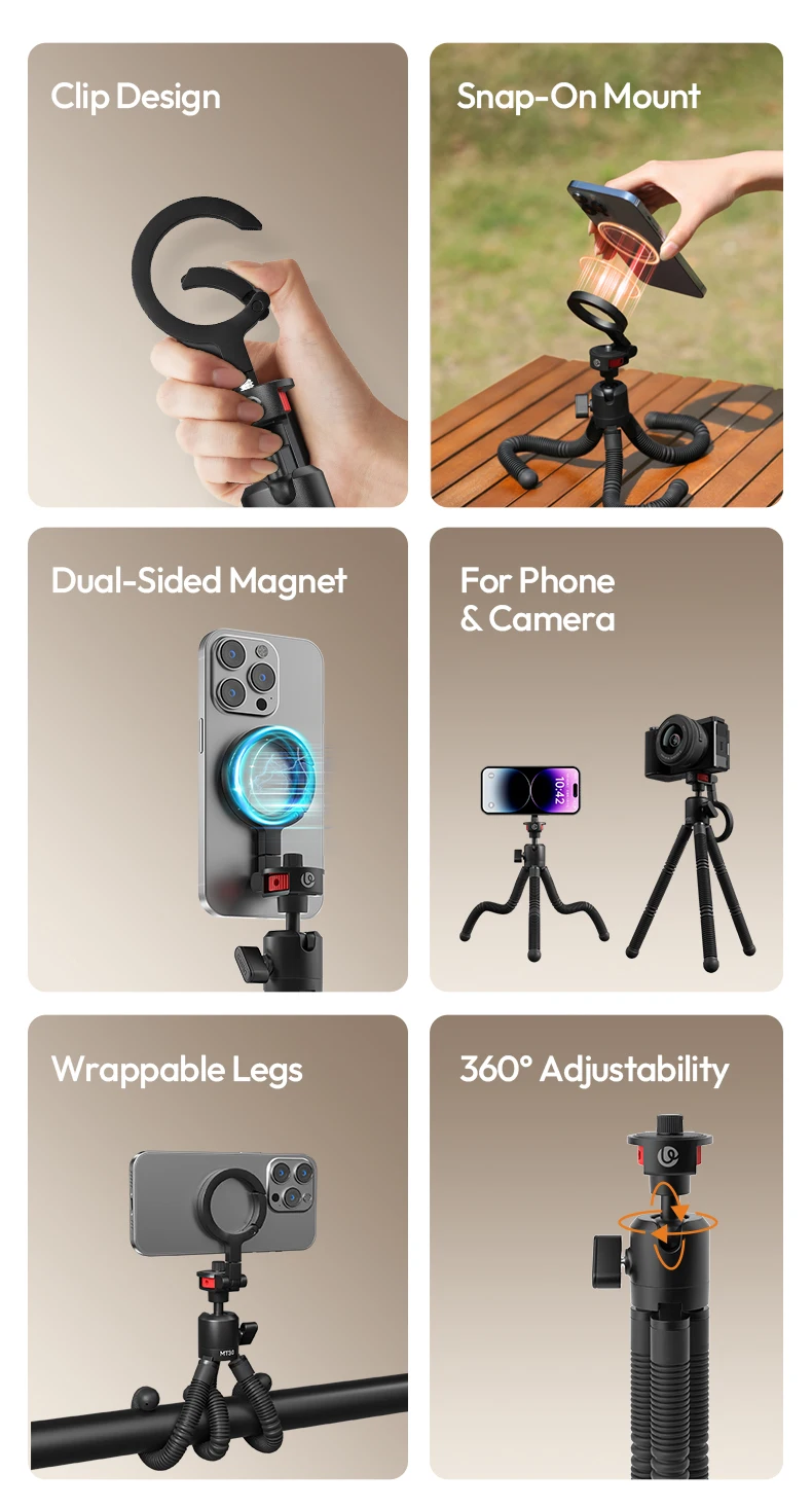 Magnetic Flexible Tripod Octopus Tripod for iPhone 16 15 14 13 Camera for Gopro