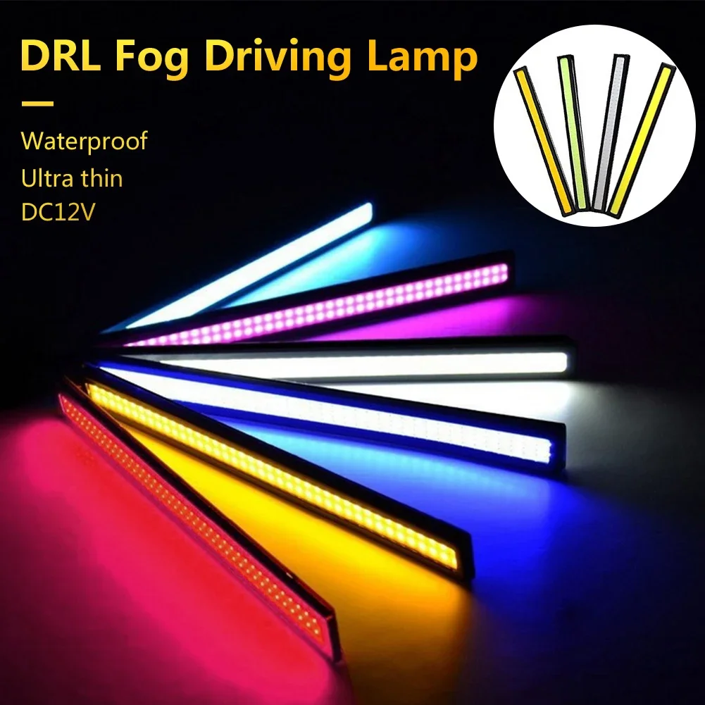 LED Car DRL Waterproof Driving Fog Lamp with Turn Signal Light - 17cm, White/Ice Blue
