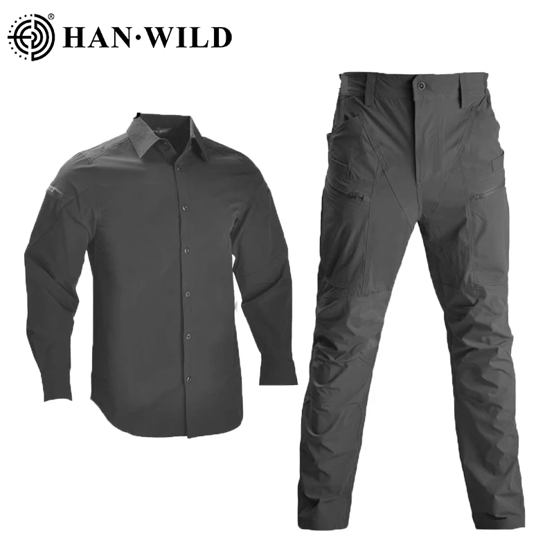 

New Outdoor Casual Uniform Solid Commuting Suit Men Tactical Shirt Combat Pants Quick Dry Paintball Army Camping Hiking Clothes