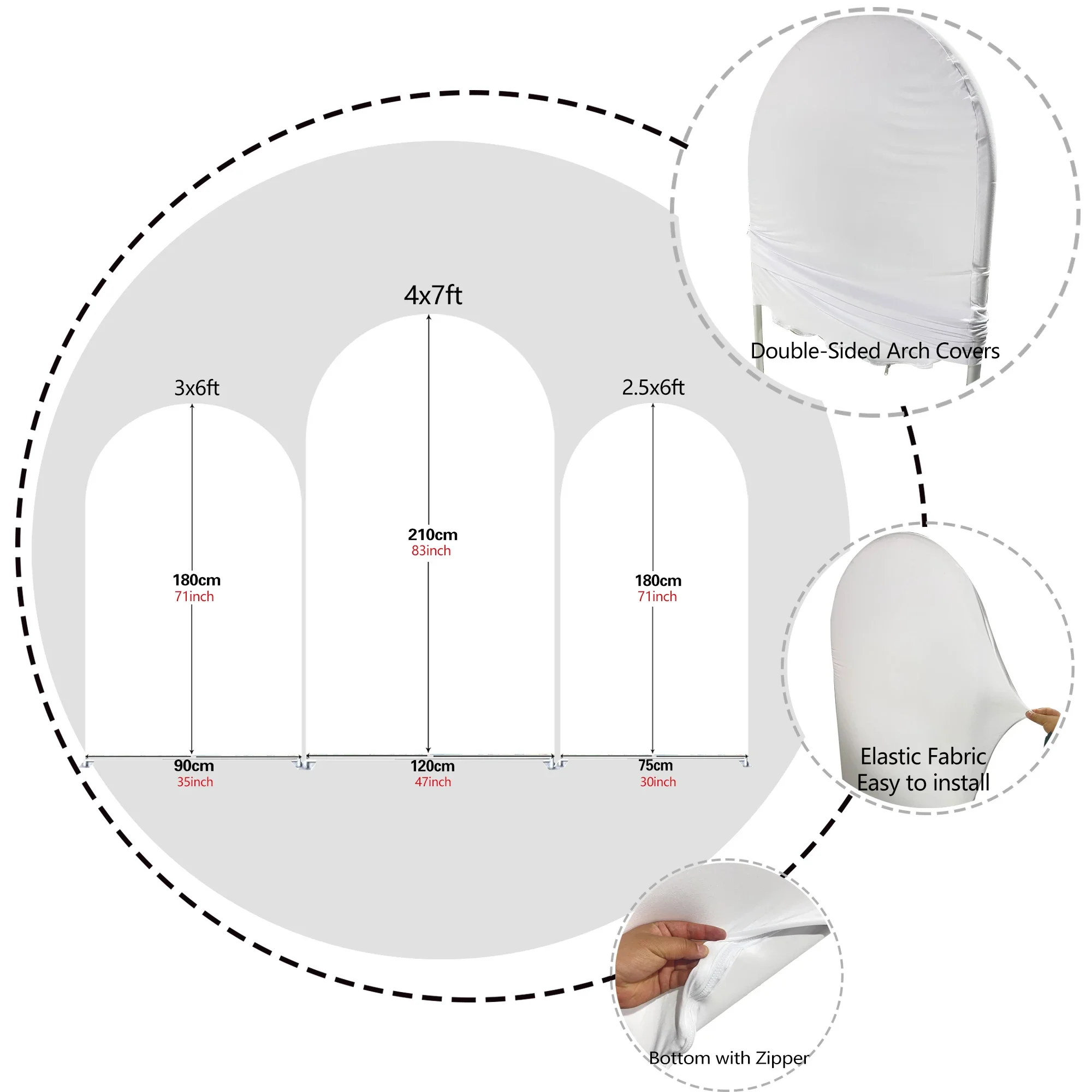 Personalized Polycotton Arch Cover Plinth Cylinder Washable Weatherproof Polyester Fabric Vinyl Photo Backdrop