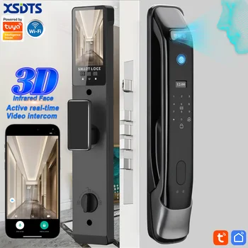 3D Real-time Intercom Face Recognition Digital Door Lock With Camera FIngerprint Password Unlock Keyless Electronic Door Lock 1