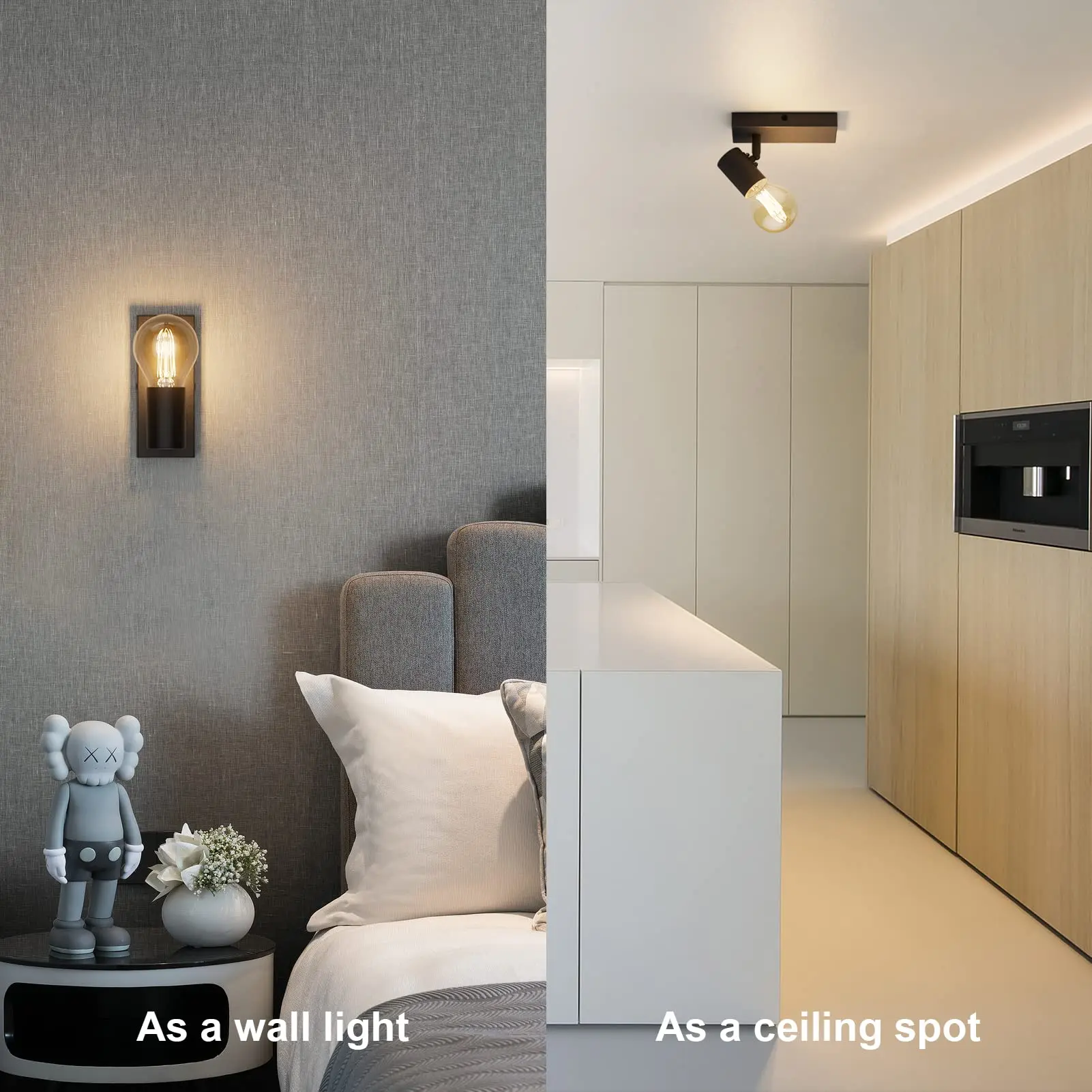 Nordic Wrought Iron Wall Lamp 350 &deg; rotation White Black E26 E27 Modern Wall Light Indoor Aisle Hallway Living Room