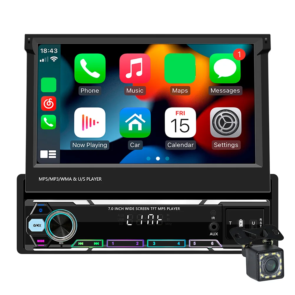 

7 Inch Car Stereo Radio Bluetooth-compatible Wireless Carplay Android Auto Multimedia Player RGB Light HD Touch Screen FM TF/USB