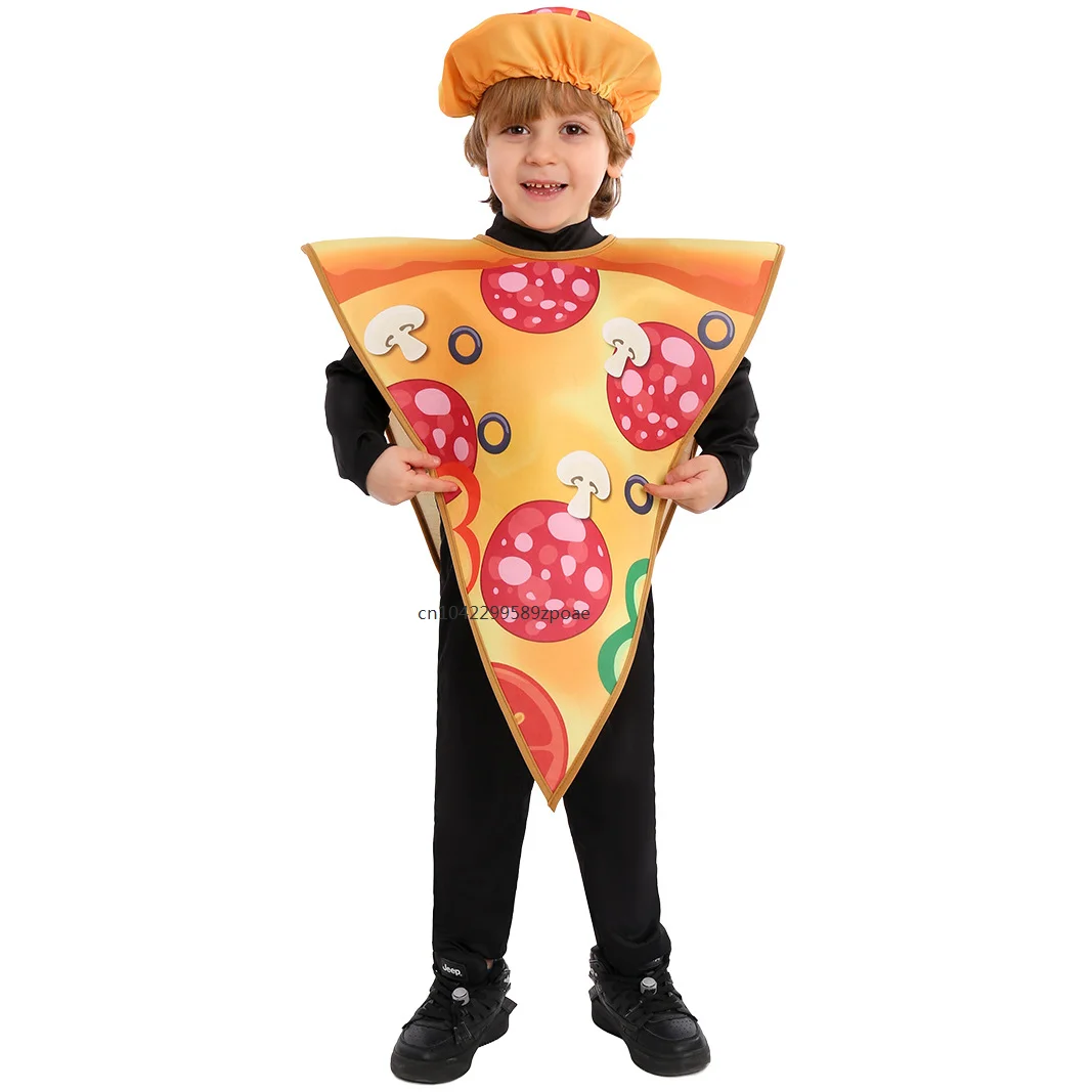 

2024 New Halloween Food Cos Costume Pizza Cosplay Costume Children's School Stage Performance Costume