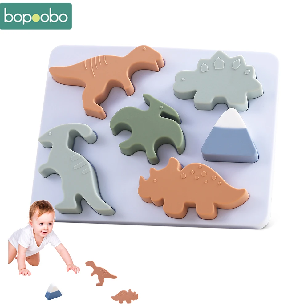 Baby Silicone Dinosaur Cognitive Puzzle Montessori Toy Child Animals Shapes  Puzzle Teether Educational Game Toys For Baby Gift - Montessori - AliExpress