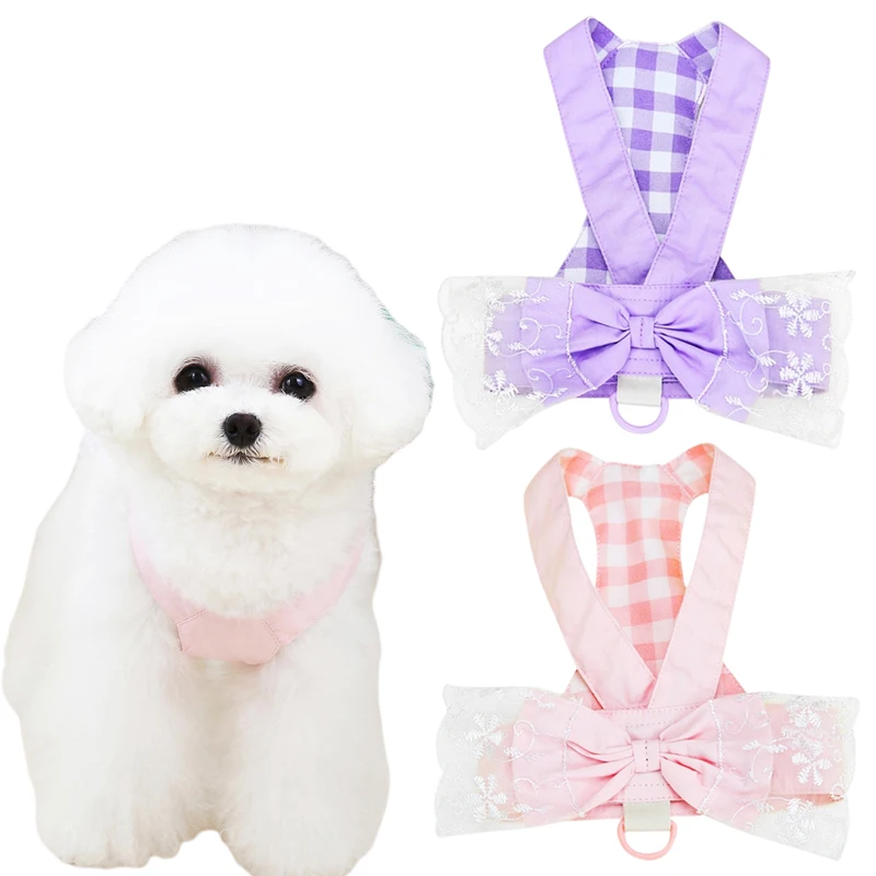 Cute Bowknot Dogs Harness For Small Medium Dogs Vest Adjustable