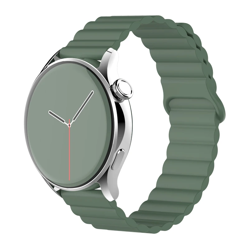 Magnetic Loop Silicone Link Bracelet, 20mm 22mm Strap