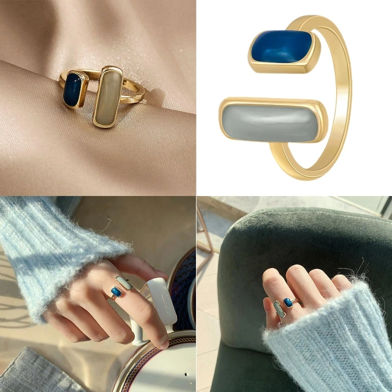 Double T Parallel Bar Minimalist Finger Ring Engagement Open Ring Dainty Adjustable Simple Statement Finger Ring Women