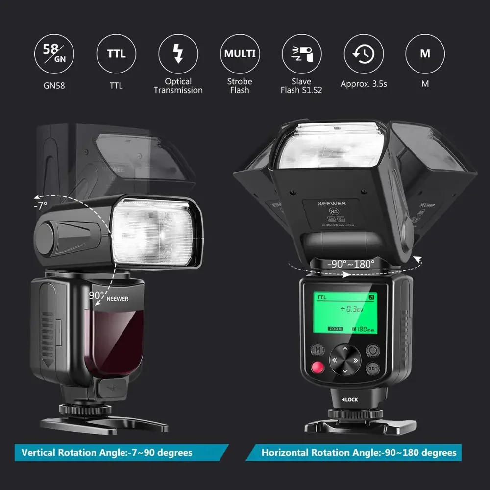 Neewer NW635 TTL GN58 플래시 스피드라이트 키트 ( MI 핫슈 카메라 A7RIV/III/II A7III/II A7SII A6600 A6500 A6400 A6300 호환)