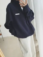 QWEEK Korean Warm Fleece Hoodies Women Casual Kpop Fashion Plus Velevt Sweatshirt Top 2022 Autumn Winter - Image 6