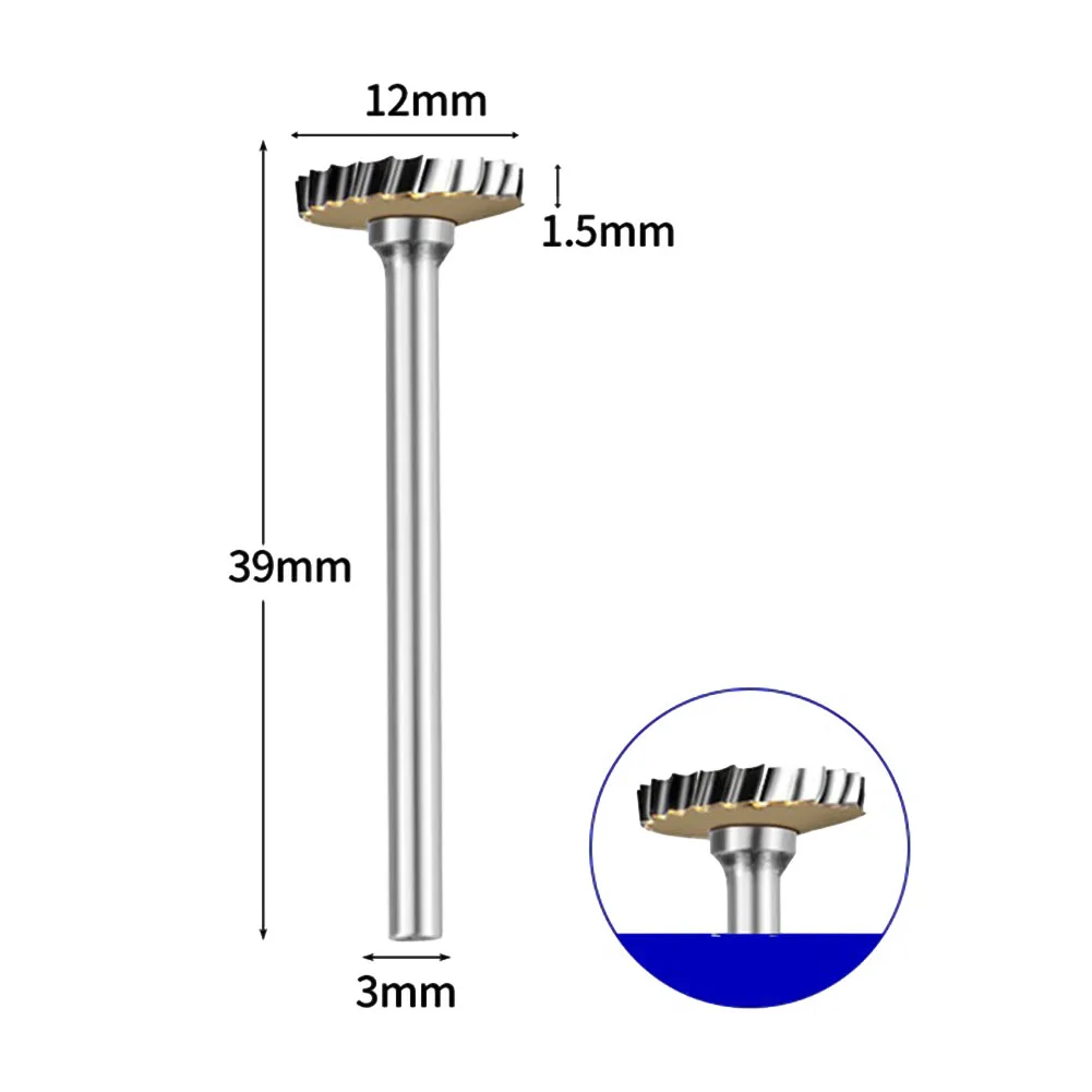 

T Type Rotary File Metal Cutter Bit For Stone Carving Engraving 12mm Head Diameter Silver Color Tungsten Steel