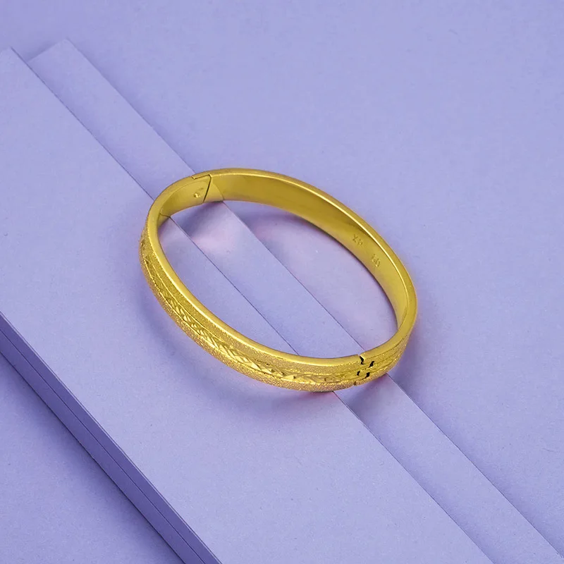 Charm 24K Gold Plated Ellipse Bangle 8mm Width For Women Exquisite Jewelry Bracelet Decoration Romantic Gift 2024