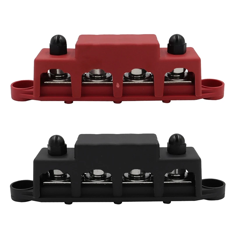 

4Pcs M8 M10 250A 4 Post Power Distribution Block Terminal Studs Wiring Busbar Battery For Car Rv-Marine Organizer Box