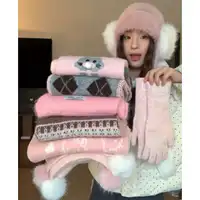 Thickened Knitted Scarf Women's Style Winter Large Head Size Lei Feng Cap Warm Neck Protection Scarf Sweet Fresh Style