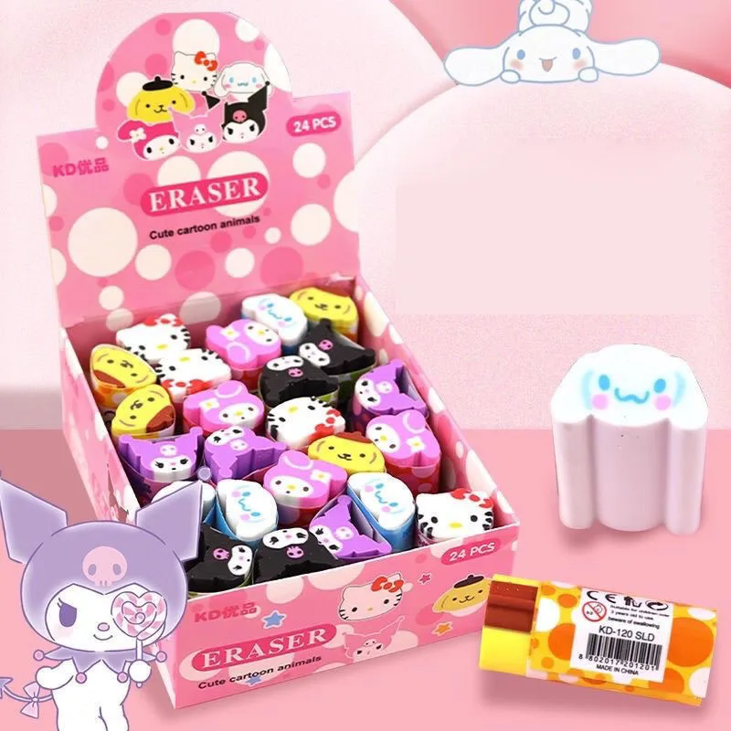 

24 шт/лот Sanrio креативный ластик животных мило писать рисунок карандашные ластики канцелярские принадлежности для детей подарки школьные принадлежности