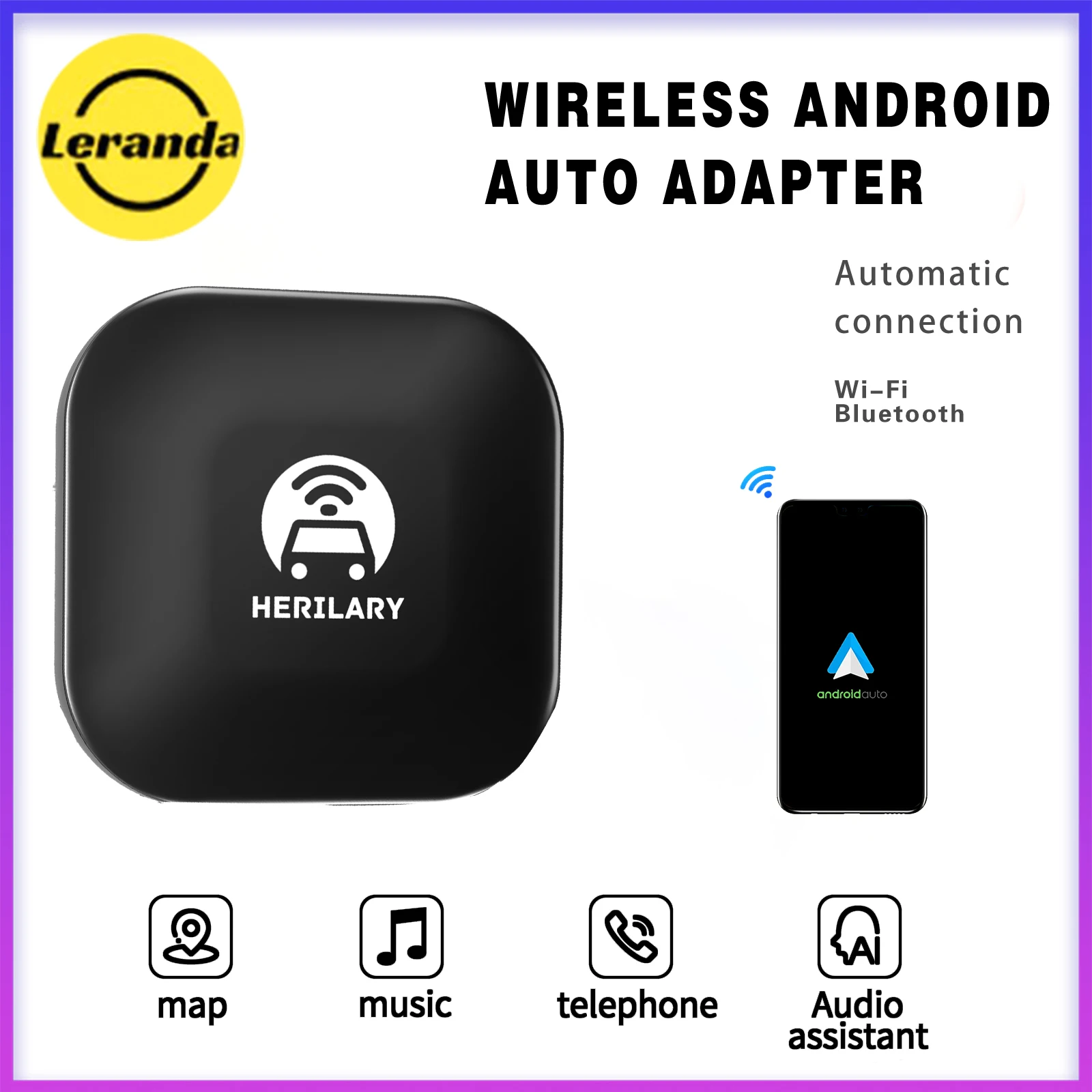 

Leranda C1 Wireless Android Auto Adapter/Carplay for Apple IOS Car Dongle Box Car Multimedia Player Android Auto AI Box 안드로이드 오토