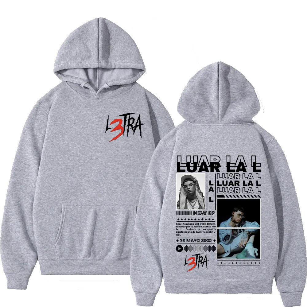 Rapper Luar La L Music Album L3TRA Hoodie Men's Clothing Hip Hop Hooded Sweatshirts Fashion Casual Oversized Pullover Streetwear 4