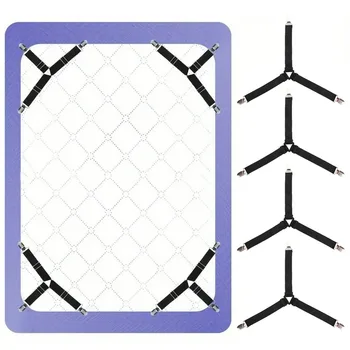 Sangle de drap de lit 4 pièces, fermeture élastique réglable, avec clip métallique, cadre de lit fixe et fixe, matelas à sangle facile à installer 1