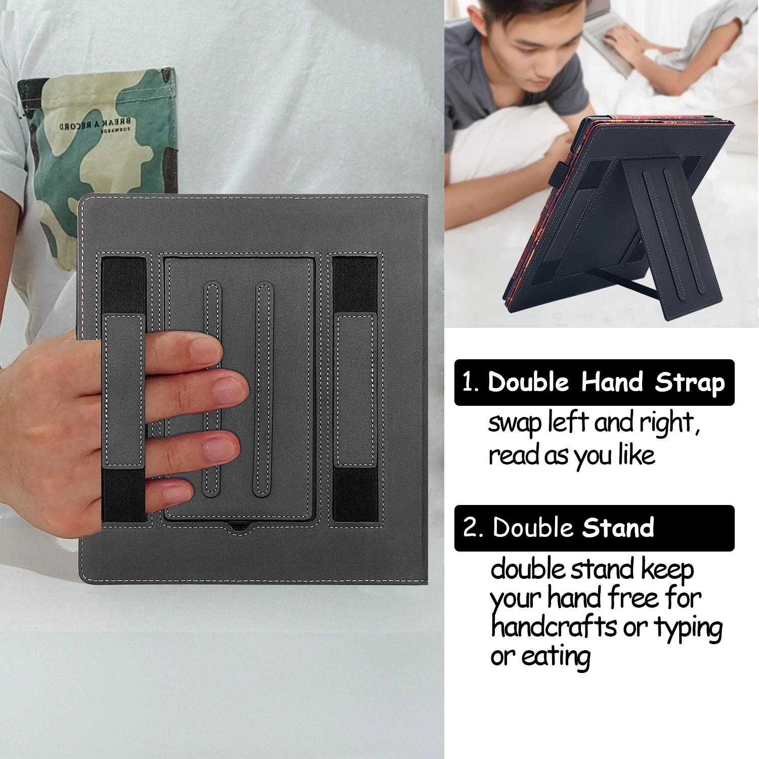 Estojo Duplo para Tablets Capa com Alça de Mão Suporte de Caneta Auto Dormir Wake 103 Polegadas Boox Note Air Plus Plus - Imagem 6