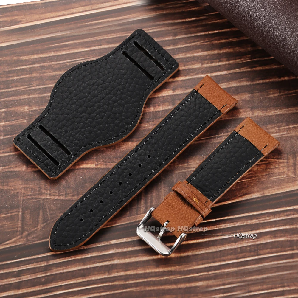 Vintage Handmade Leather Watch Strap - Premium Cowhide Replacement Wristband in Coffee, Black, and Brown