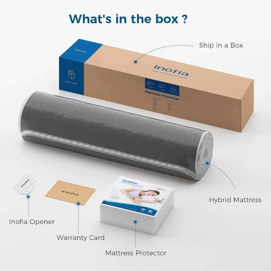 12 inch Twin XL Hybrid Mattress with Waterproof Rayon Mattress Protector Included Medium Firmness for Cool and Supportive Sleep