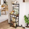 5 Tier Coffee Bar Station with Power Outlets,Bakers Rack for Small Space,Large Storage Space Coffee Cart with 4 Hooks 1