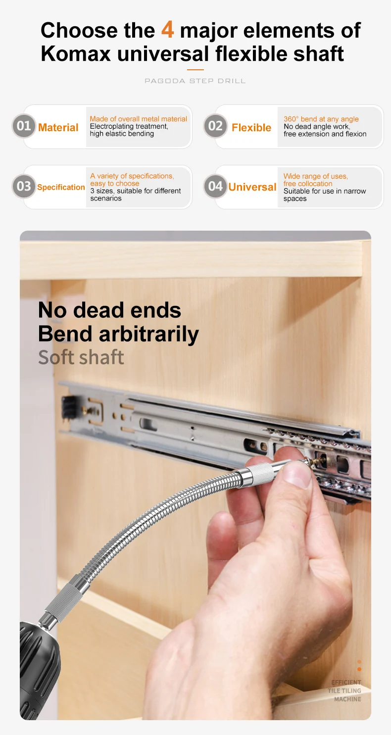 Set Prolunghe Flessibili Per Trapano - 2 Pezzi Albero Estensione 1/4'' + 3 Portapunte Magnetici | Per Spazi Stretti - Foto 7