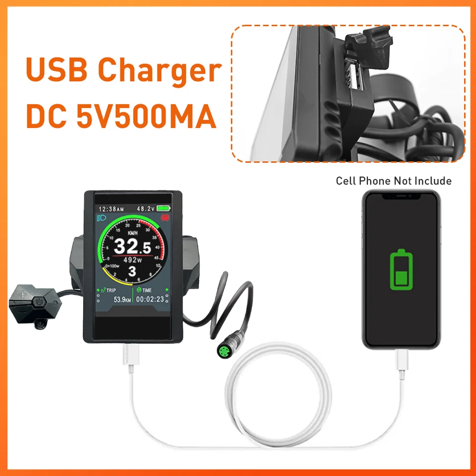 Varstrom EKD01 Indicateur Pour Moteur Central BAFANG - Écran Ebike Pour BBS02B, BBS-HD, BBS01B - Moteur Moyen - Pour Vélo électrique - Protocole Can - Connecteurs à 5 Broches