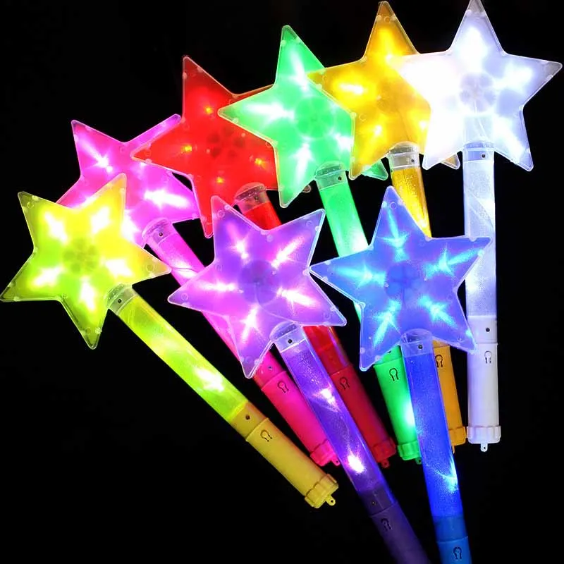 

New Large Stars Colorful Flash Wand Creative With Light Magic Wand Birthday Party Props Glow Stick Flash Wand Light-emitting Toy