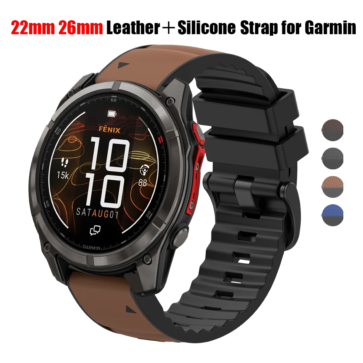 Premium Leather Silicone Hybrid Watch Strap - 22/26mm QuickFit Band
