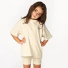 2025 Kids Summer Leggings Sports Suit 2Pcs Solid Cotton Breathable Boy Girl Outfits Clothes For 9M-13T Children Sportswear Sets 5