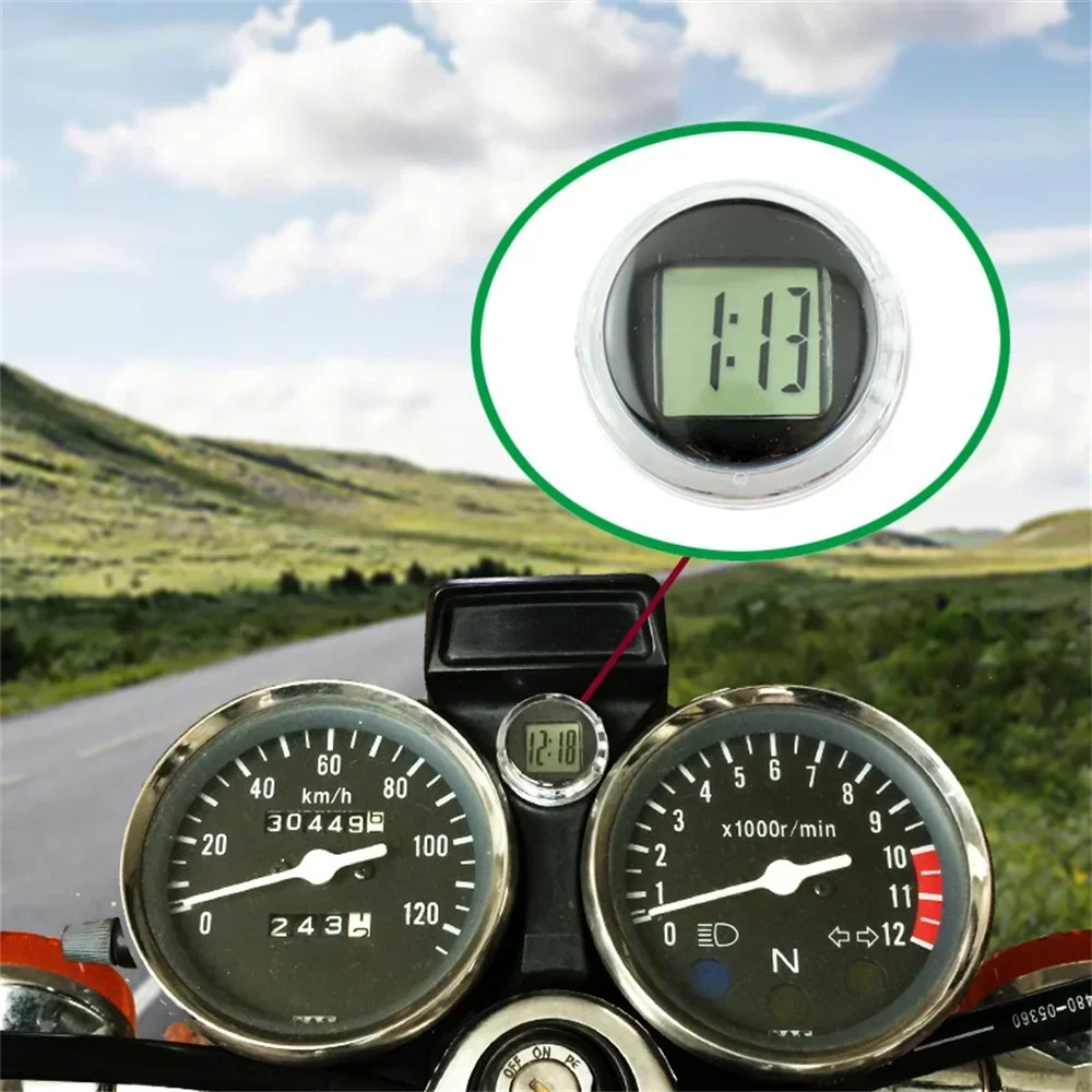 Universal Waterproof Mini Motorcycle Bike Digital Display Clock Office Decor Automobiles Car Interior Accessories digital display clock