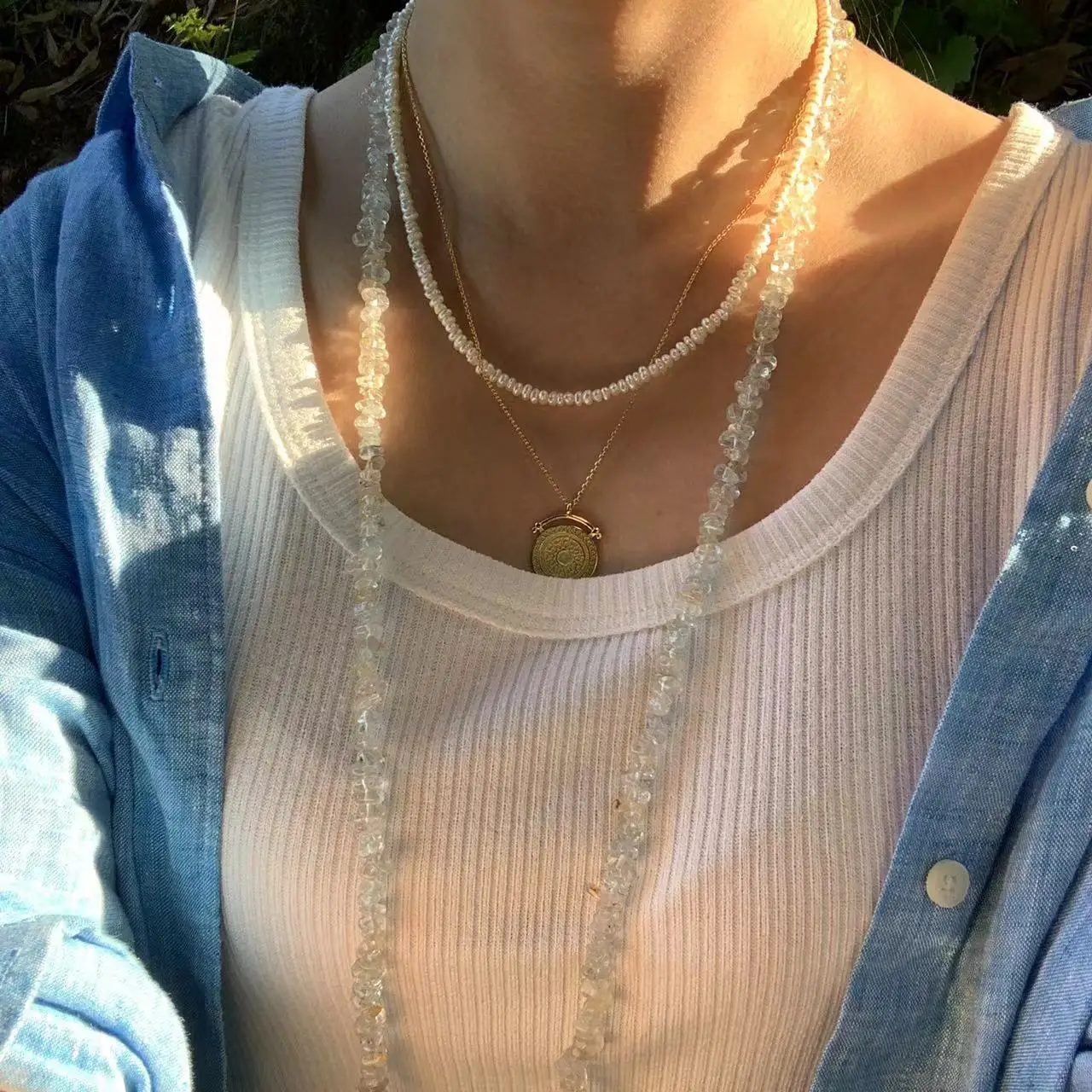 80CM Natural TOPAZ Necklace Gemstone Women High Quality Jewelry Design Handmade