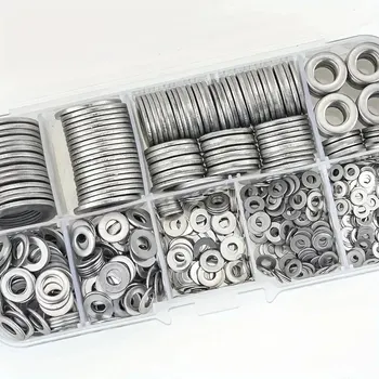 360/580pcs 304 Stainless Steel Flat Washers Set, Perfect For Home Decor, Factory Repair, Kitchens, Shops & More