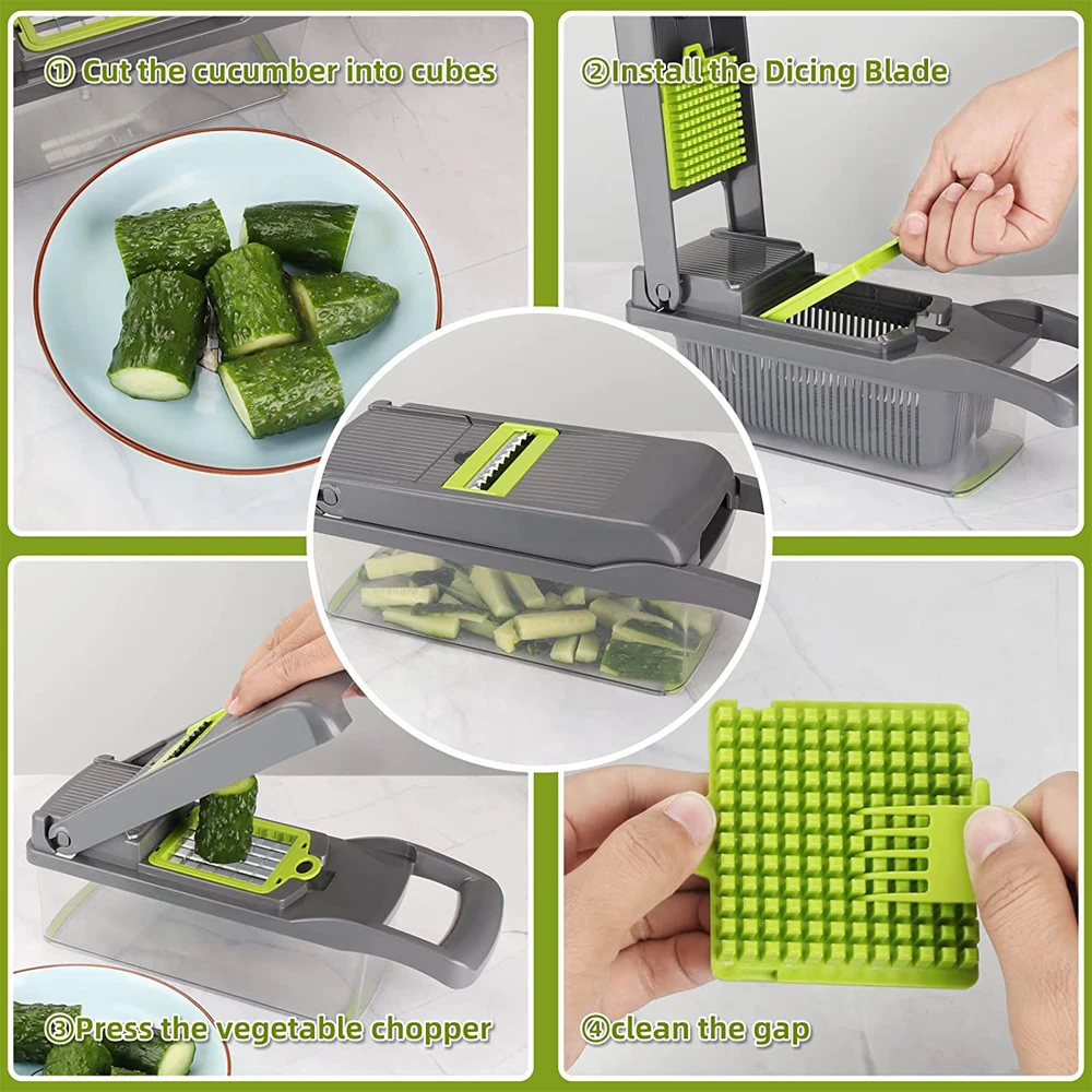 LMETJMA Vegetable Chopper Professional Mandoline Slicer Onion Chopper  Veggie Slicer with 8 blades and Filter Basket KC0451 - AliExpress